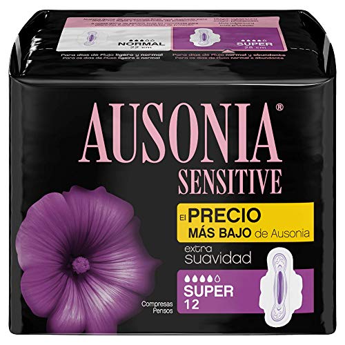 AUSONIA sensitive compresas super con alas bolsa 12 uds