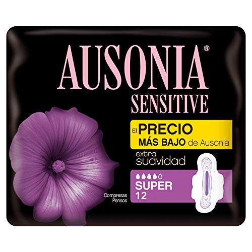 AUSONIA sensitive compresas super con alas bolsa 12 uds