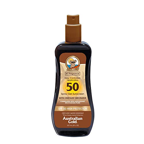 Australian Gold Sunscreen Spf50 Spray Gel With Instant Bronzer 237 Ml - 237 Mililitros