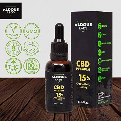 Auténtico CBD Oil 15% | Aceite de Cáñamo Bio enriquecido con 15% CBD | 30ml - 1200 gotas Aceite CBD Premium | Ayuda a reducir estrés, ansiedad y dolor | Hemp Oil con 4500mg de Cannabidiol | 0% THC