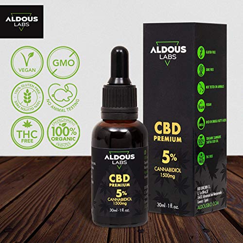 Auténtico CBD Oil 5% | Aceite de Cáñamo Bio enriquecido con 5% CBD | 30ml - 1200 gotas Aceite CBD Premium | Ayuda a reducir estrés, ansiedad y dolor | Hemp Oil con 1500mg de Cannabidiol | 0% THC