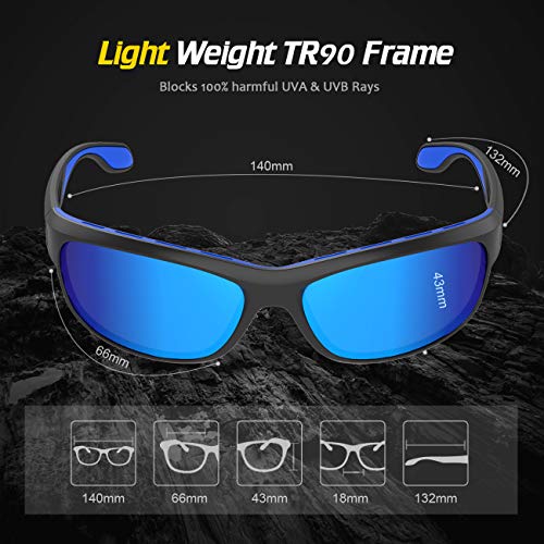 Avoalre Gafas de Sol Hombres Polarizadas Gafas Deportivas Unisex Anti UV400 Marco TR90 Súper Ligero y Mujer Ciclismo MTB Running Coche Moto Montaña - Azul