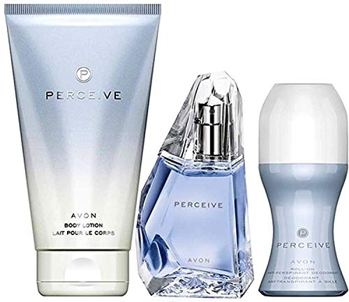 Avon Juego perceive edp Spray, loción corporal y desodorante Roller