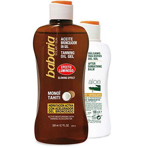 BABARIA aceite bronceador 200 ml + bálsamo after sun calmante 100 ml