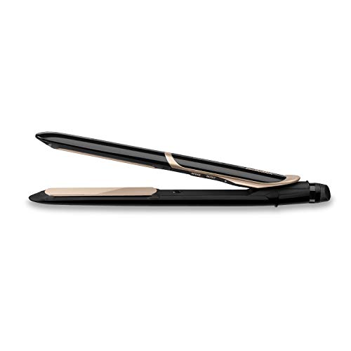 BaByliss ST393E Plancha de pelo profesional, iónica, placas flotantes extra largas de cerámica de titanio para un deslizamiento ultra suave, 6 temperaturas de 140ºC a 235ºC, modo intenso y protección