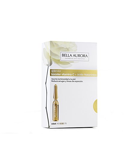 Bella Aurora Splendor Booster Vitamina C + con Ácido Hialurónico Anti-Arrugas para Mujer Tratamiento Anti-Edad Sin Parabenos, 5 Ampollas Faciales