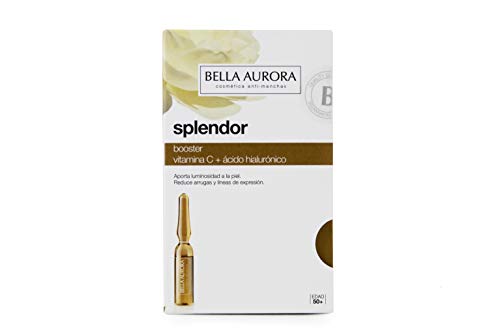 Bella Aurora Splendor Booster Vitamina C + con Ácido Hialurónico Anti-Arrugas para Mujer Tratamiento Anti-Edad Sin Parabenos, 5 Ampollas Faciales