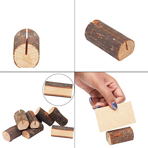 Belle Vous Porta Tarjetas de Madera Rustico (20 Pack)- Tarjetas 30 para Nombres para Notas, Foto, Mensaje, Porta Notas Numero de Mesa para Fiesta, Boda y otras Ocasiones