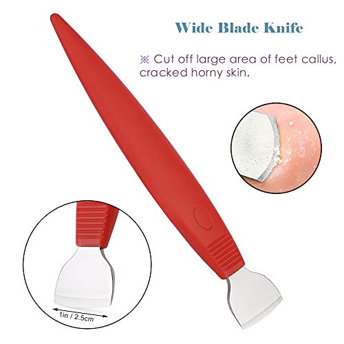 BEZOX Cortacallos de Acero Inoxidable - Rascador de Callos profesional/Cuchillo de pedicura de manicura para cuidados de pedicura Pedicure de callos de maíz Removedor de Durezas (Rojo)