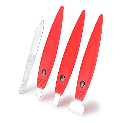 BEZOX Cortacallos de Acero Inoxidable - Rascador de Callos profesional/Cuchillo de pedicura de manicura para cuidados de pedicura Pedicure de callos de maíz Removedor de Durezas (Rojo)