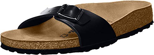 Birkenstock MADRID Birko-Flor Zuecos Mujer, Negro (Schwarz), 38 EU (Estrecho)