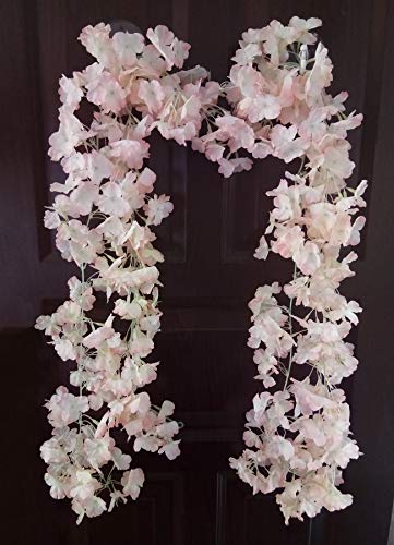 BlueXP 2 Pieza180cm Guirnalda de Flores Artificial Flor Seda Artificiales Colgante Vines Guirnaldas de Hermoso Flores de Cerezo para Familiar la Fiesta Jardín Navidad Decoración Champagne