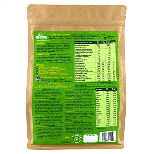 BodyMe Mezcla de Proteina Vegana Organica en Polvo | Cruda Maca Canela | 1kg | Sin Edulcorante | Baja Carb | Sin Gluten | 3 Proteinas Veganas | 20g Proteina Vegetal Completa | Aminoacidos Esenciales