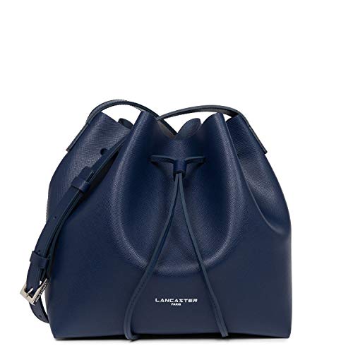 Bolso bombonera Lancaster Pur en piel saffiano azul oscuro