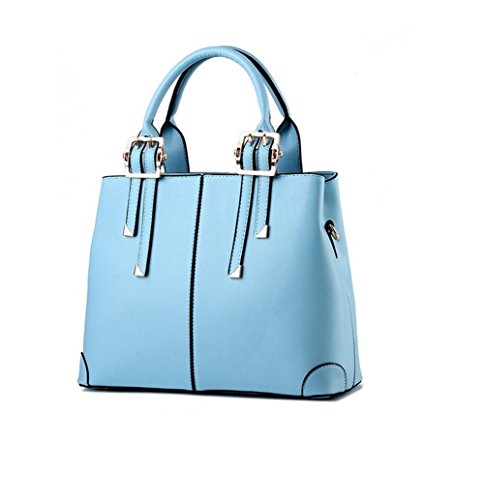 Bolso de las Señoras Cuero de la PU Top Mango Bolsos de Hombro de la Manera para las Mujeres Cielo Azul