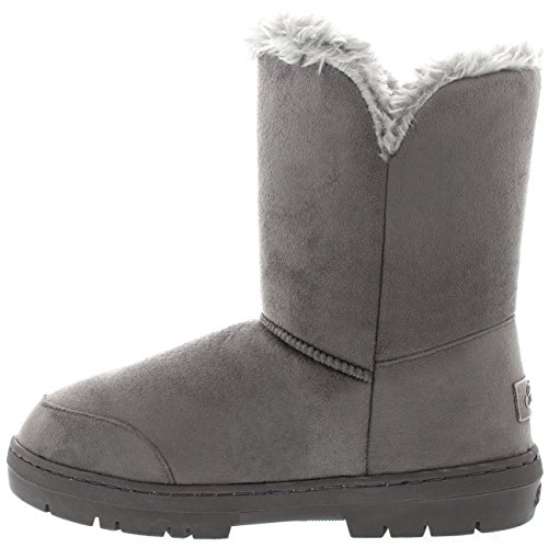 Botas de invierno con doble botón, impermeables, para mujer, color Gris, talla 41