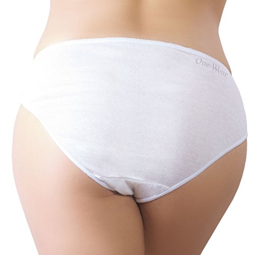 Bragas Desechables Súper Suave y Ligera de Algodón para Mujer (Lote de 5) - Ropa Interior de un Solo Uso para Maternidad Hospitales Viajes Spa Masajes (4) X-Large Caderas 107-109 cm, Blanco)