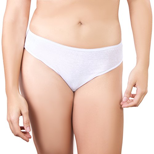 Bragas Desechables Súper Suave y Ligera de Algodón para Mujer (Lote de 5) - Ropa Interior de un Solo Uso para Maternidad Hospitales Viajes Spa Masajes (4) X-Large Caderas 107-109 cm, Blanco)