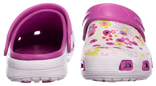 BRANDSSELLER Zuecos de Mujer | Zapato de jardín | Zapatillas | Zapatos de baño | Zapatillas Sandalias | Patrón Floral | Rosa/Blanco | 37 EU