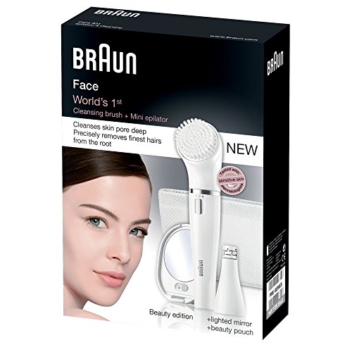 Braun Face 831 Beauty Edition - Cepillo de limpieza facial y depiladora facial con espejo iluminado y neceser