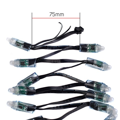 BTF-LIGHTING WS2811 Diffused Digital RGB LED pixel string light 12mm Individually Addressable round LED module 50pcs/string IP68 Waterproof DC 5V