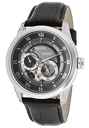 Bulova Automatic 96A135 - Reloj Automático de Diseño para Hombre - Correa de Cuero - Esfera Negra