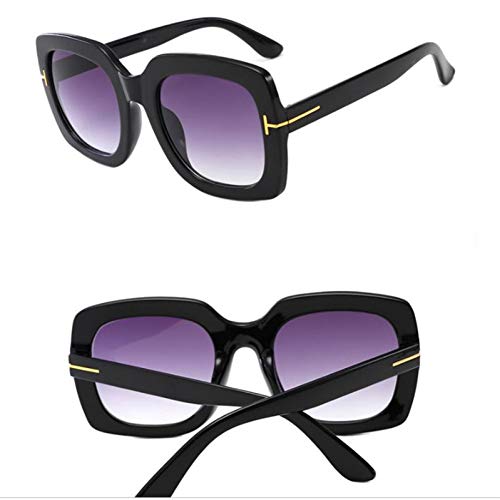 Burenqi Nuevo diseñador Generoso Gafas de Sol cuadradas para Mujer Moda Retro Gafas de Sol UV400,Black