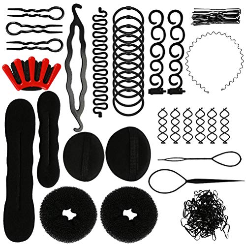 BUYGOO 137 PCS Accesorios de Peinado, Herramientas Accesorios Hacedor Braid Cabello Trenzado Peinado Clip Herramientas para Diseño de Espuma para Niñas Mujeres con Pelo DIY