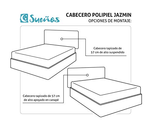 Cabecero de Madera Jazmin, tapizado Acolchado en Polipiel Color Lila. Cabeceros Madera para Dormitorio | Cama Matrimonio | Cama Juvenil | Camas de 140 cm, 135 cm, 120 cm