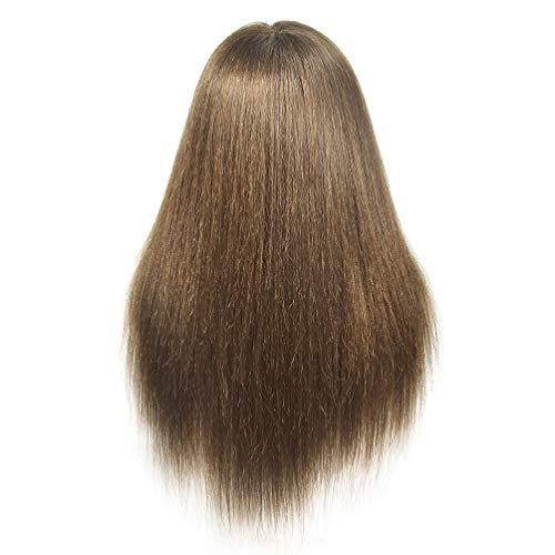 Cabeza de maniquí de entrenamiento para peluquería, pelo 100 % real de 50 cm - 55 cm de largo, soporte incluido