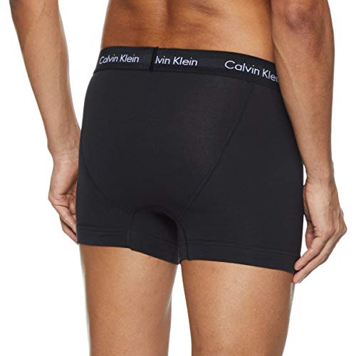 Calvin Klein Hombre - Pack de 3 bóxers de tiro medio - Cotton Stretch, Negro (Black W. Black Wb Xwb), M, (Pack de 3)