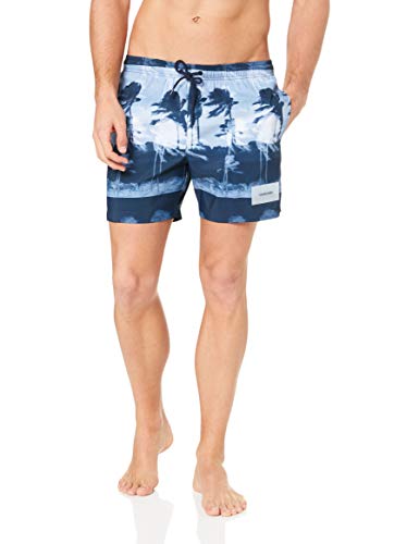 CALVIN KLEIN Men - Printed blue swim shorts - Size M
