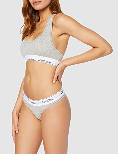 Calvin Klein Modern Cotton-Bralette Sudadera con Capucha y Cremallera, Gris (Grey Heather 020), Medium para Mujer