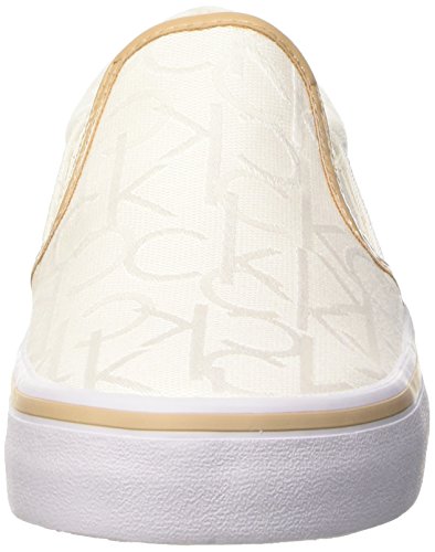 Calvin Klein Presley CK Logo Jacquard/VACCH, Zapatillas de Estar por casa para Mujer, Blanco Blanco Natural, 36 EU