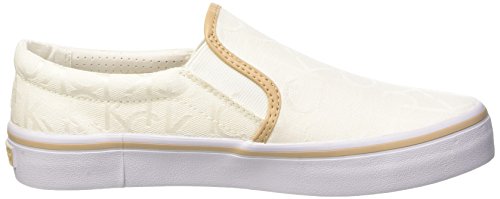 Calvin Klein Presley CK Logo Jacquard/VACCH, Zapatillas de Estar por casa para Mujer, Blanco Blanco Natural, 36 EU