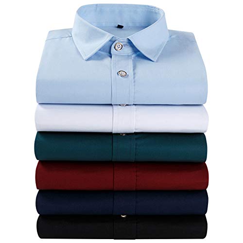 Camisas de algodón para Hombres, Camisas Delgadas de Negocios de Manga Larga, Botones completos de Color sólido, Solapa, Tops Transpirables