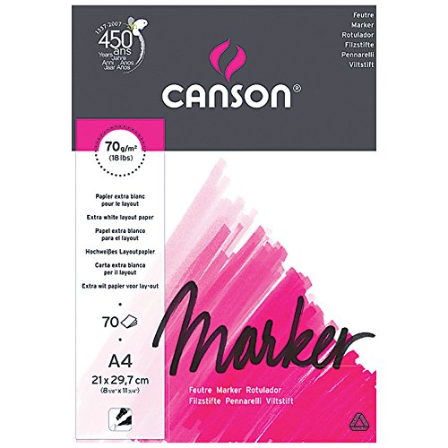 Canson Marker - Papel de dibujo (A4, 70 hojas), color blanco