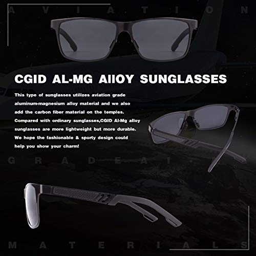 CGID GD60 Estilo clásico de aleación Al-Mg Caminante gafas de sol polarizadas UV400,gafas de sol para hombres