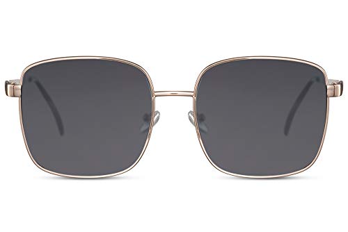 Cheapass Gafas de sol Grandes Oversize Cuadradas Doradas Estilo Metálico con Lentes Oscuras con protección UV400 Mujeres