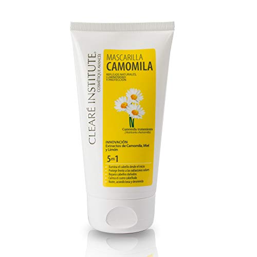 Clearé Institute - Mascarilla Camomila | Nutre, Acondiciona y Desenreda | Reflejos Dorados y Luminosidad | 95% Ingredientes Naturales | Calma el Cuero Cabelludo | Con Extracto de Camomila -150ml