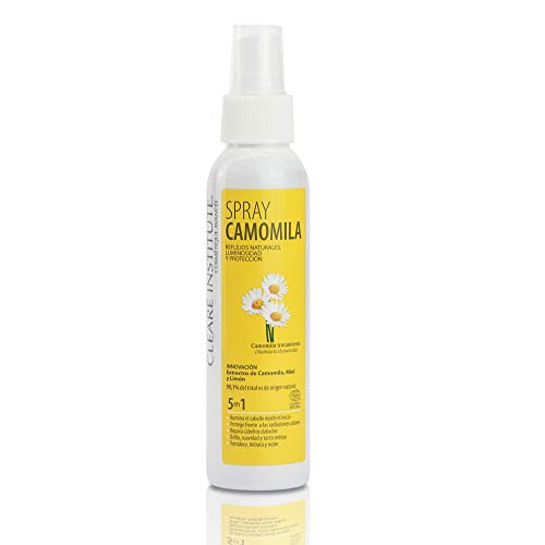 Clearé Institute Spray Camomila - Brillo, suavidad y Tacto Sedoso | Reflejos Dorados Naturales | 99% Ingredientes Naturales | Repara Cabello Dañado | Con Extracto de Camomila, Limón y Miel - 125ml