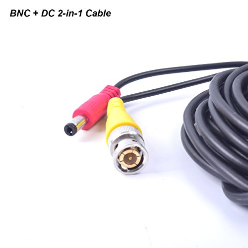 Cocar 50FT 15M All-in-One BNC Vídeo Extensión Cable con Conector CC Alimentación para Cámaras de Seguridad Inicio de Vigilancia CCTV Circuito Cerrado de TV del Sistema