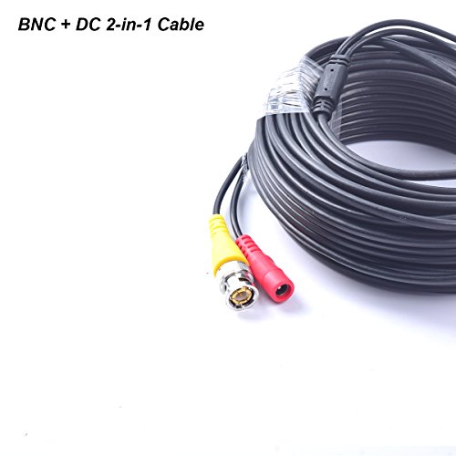 Cocar 50FT 15M All-in-One BNC Vídeo Extensión Cable con Conector CC Alimentación para Cámaras de Seguridad Inicio de Vigilancia CCTV Circuito Cerrado de TV del Sistema