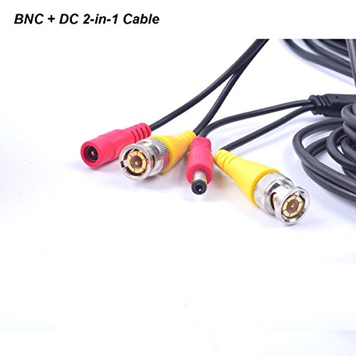 Cocar 50FT 15M All-in-One BNC Vídeo Extensión Cable con Conector CC Alimentación para Cámaras de Seguridad Inicio de Vigilancia CCTV Circuito Cerrado de TV del Sistema