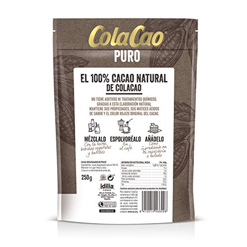 ColaCao Puro:100% Cacao Natural y Sin Aditivos - 250g