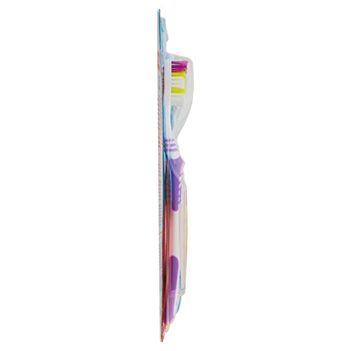 COLGATE Cepillo de dientes Extra Clean medio, limpia alcanzando hasta los dientes posteriores Pack 2+2, Multicolor (CP21509)