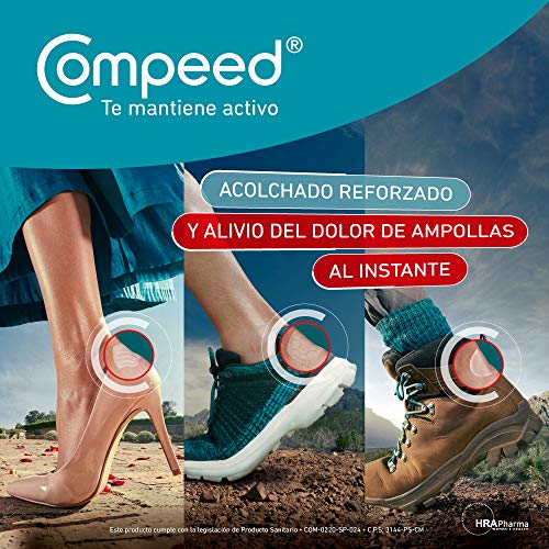 COMPEED Ampollas Medianas, 10 Apósitos Hidrocoloides - Pack de 2 (Total 20), Cuidado de Pies, Cura más rápido, Dimensiones: 4,2 cm x 6,8 cm