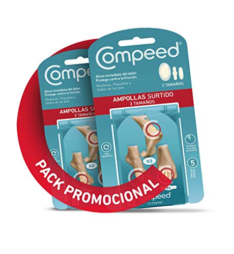 COMPEED Ampollas Surtido, 5 Apósitos Hidrocoloides - Pack de 2 (Total 10), Cuidado de Pies, Cura más rápido