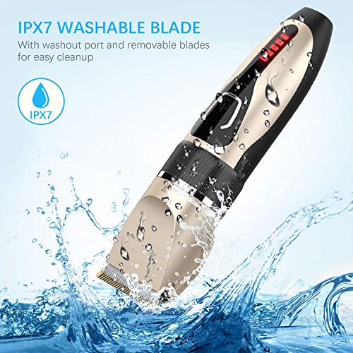 Cortapelos Profesional Hombres,Oudekay IPX7 Máquina Cortar Pelo Impermeable Kit Cuchilla de Titanio y Cerámica Pantalla LED,Cortadora de Pelo Inalámbrica Batería Recargable de Litio 2000mAh