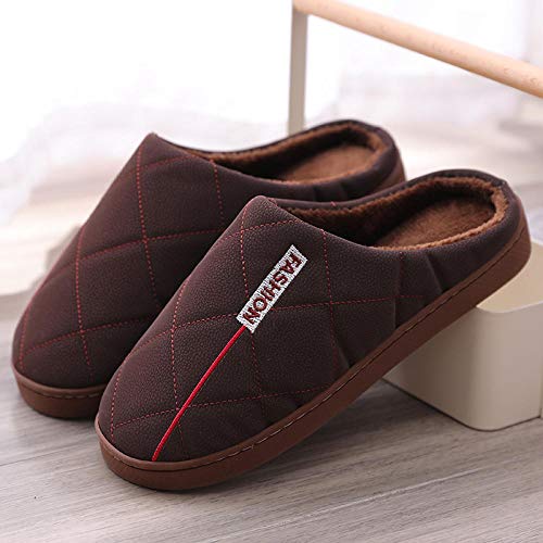 Cotton Slippers Warm Slip Dormitory Autumn Winter Fashion Plush Flip-Flops Soft House Indoor SPA Bedroom Slippers Shoes@Brown_44-45 (for Size 43-44)